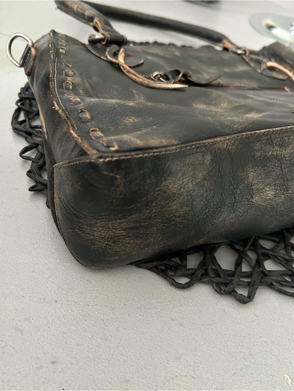 Bed Stu Leather Rockababy Shoulder Bag Crossbody Tote Black Rustic MSRP $345 - Picture 10 of 12